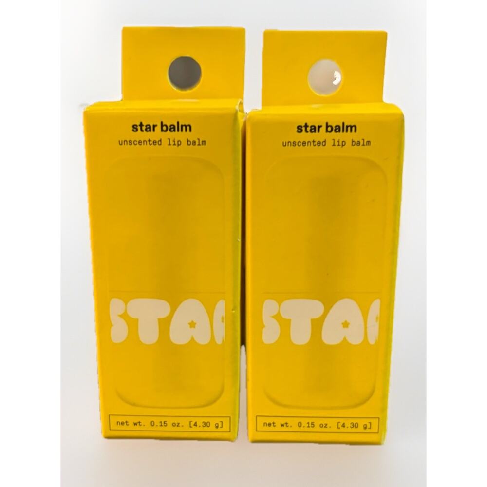 Starface Star Balm Unscented Lip Balm 0.15 oz Hydrating Shea Cocoa Butter 2 Pack